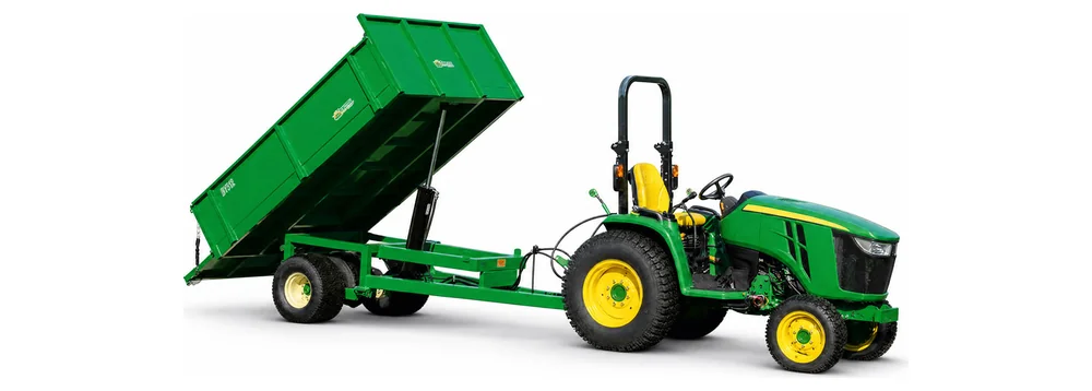 Turf Time heavy-duty dump trailer behind a tractor